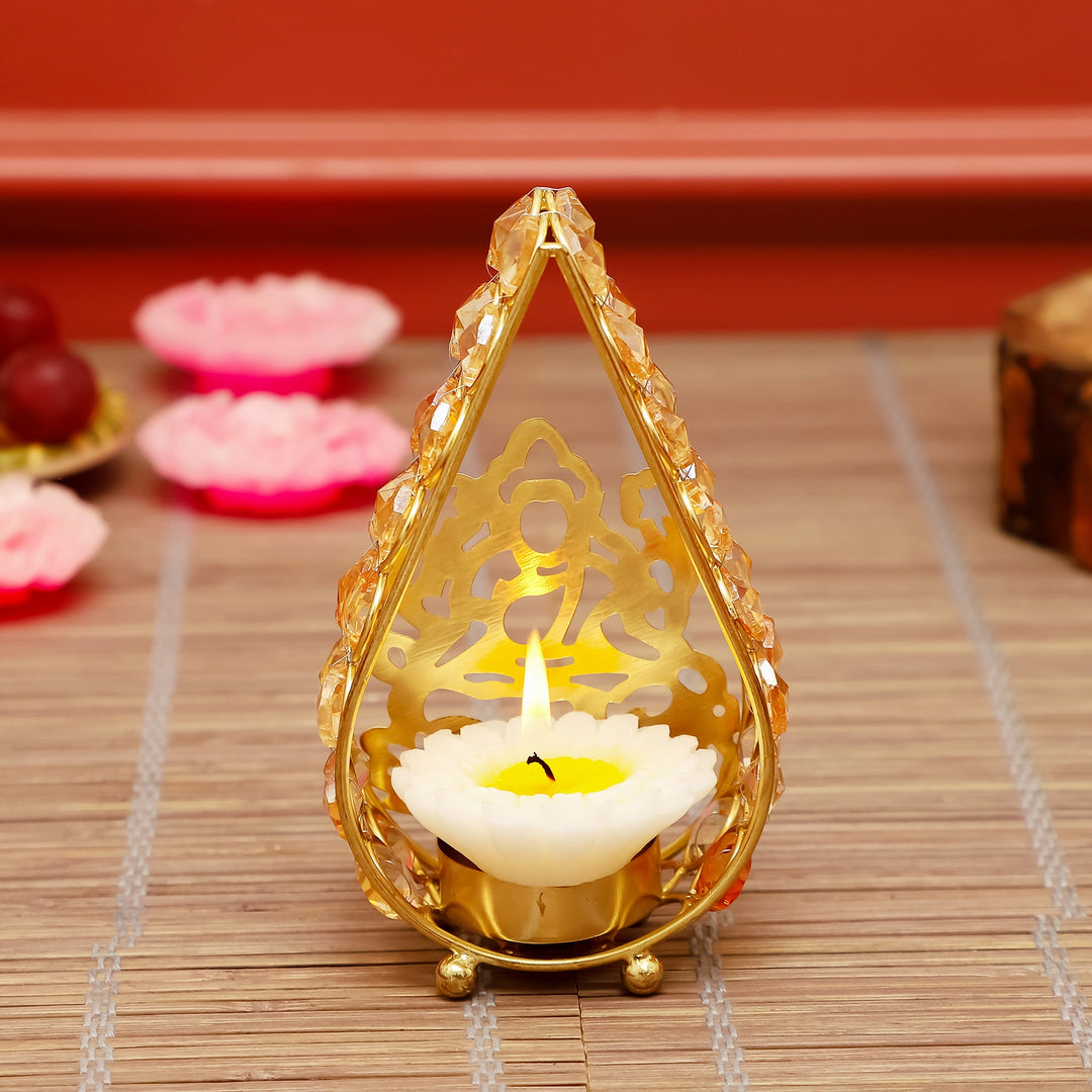 Teardrop Crystal Glow Diya Holder
