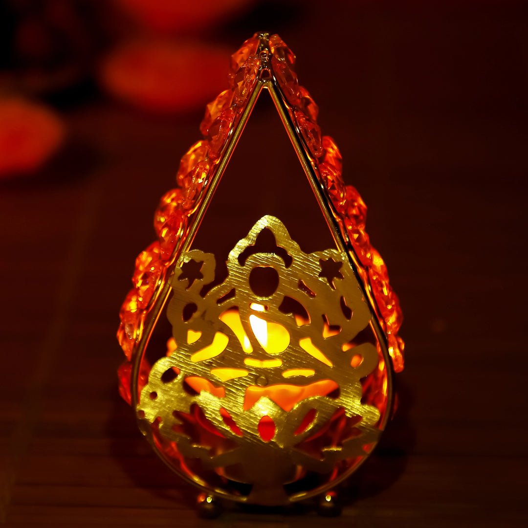Teardrop Crystal Glow Diya Holder