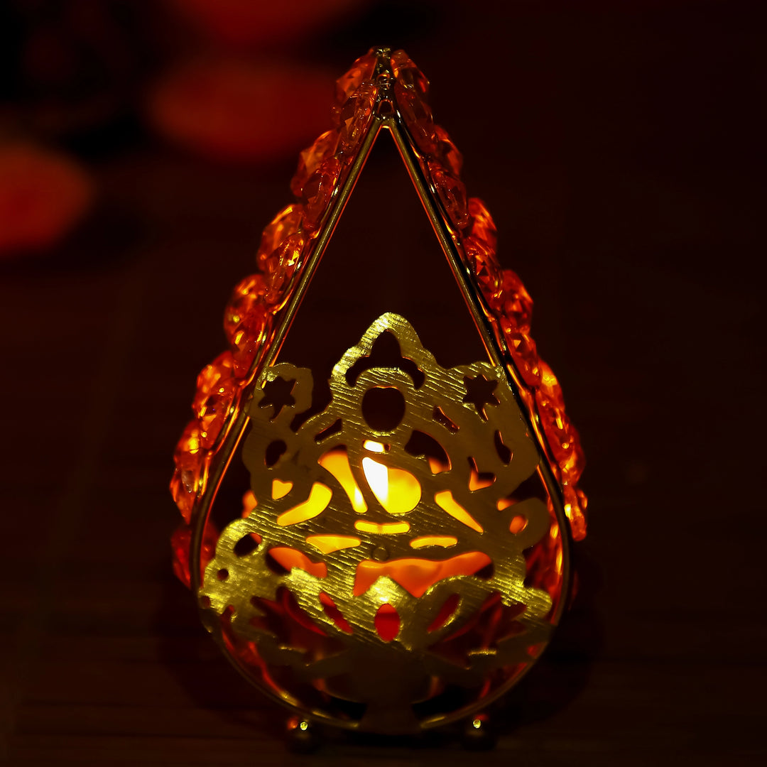 Teardrop Crystal Glow Diya Holder