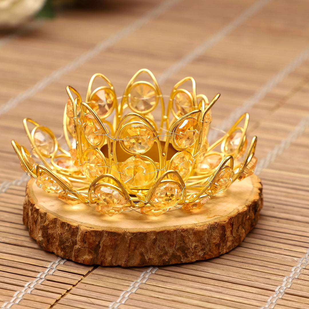 Golden Lotus Crystal Candle Base