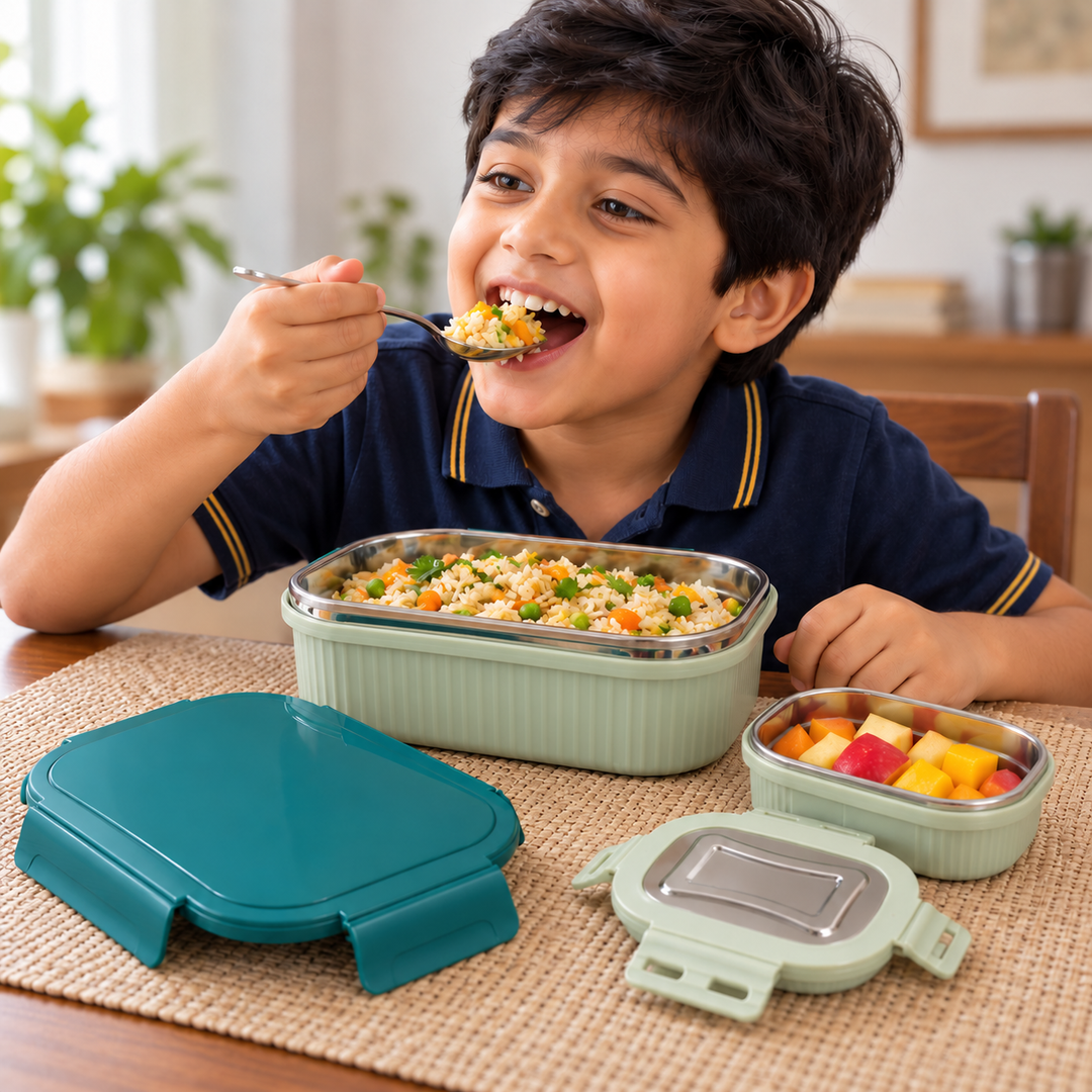 Meal Mate DuoLock Stainless Steel Microwave Lunch Box Set