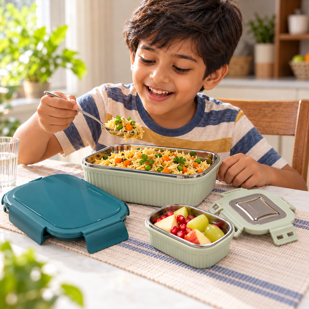 Meal Mate DuoLock Stainless Steel Microwave Lunch Box Set