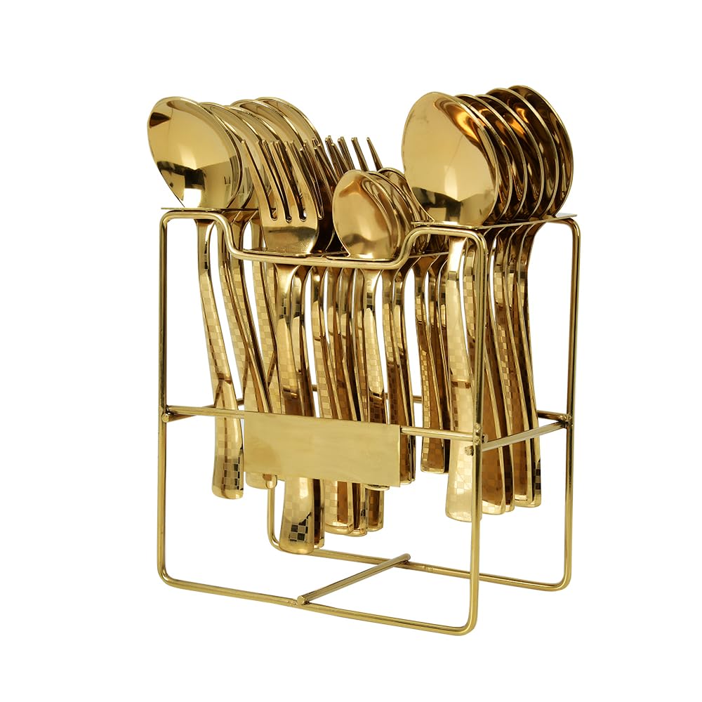Premium Stainless Steel 25 Pcs Cutlery Set with Stand