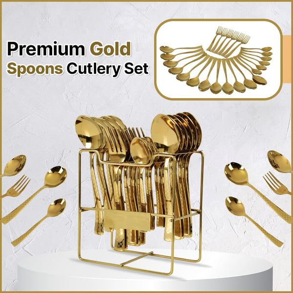 Premium Stainless Steel 25 Pcs Cutlery Set with Stand