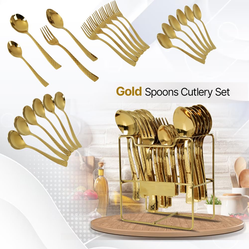 Premium Stainless Steel 25 Pcs Cutlery Set with Stand