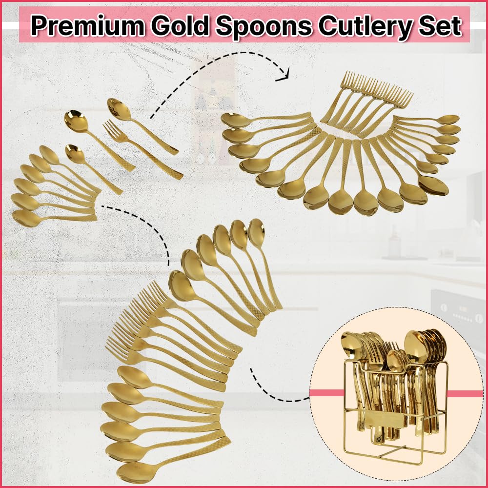 Premium Stainless Steel 25 Pcs Cutlery Set with Stand