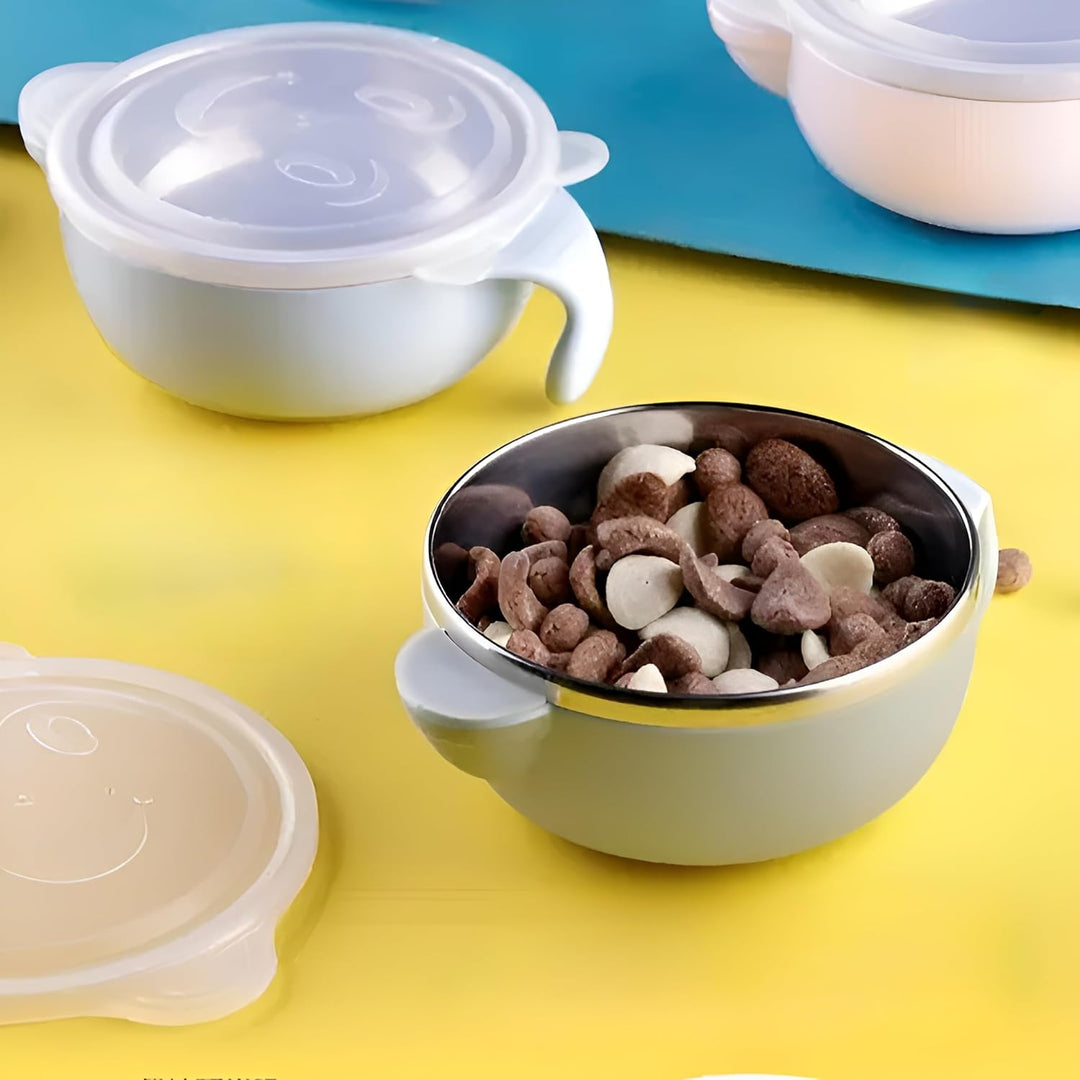 Premium Stainless Steel Bowl with Lid & Spoon