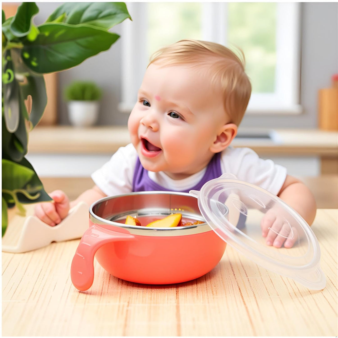 Premium Stainless Steel Bowl with Lid & Spoon