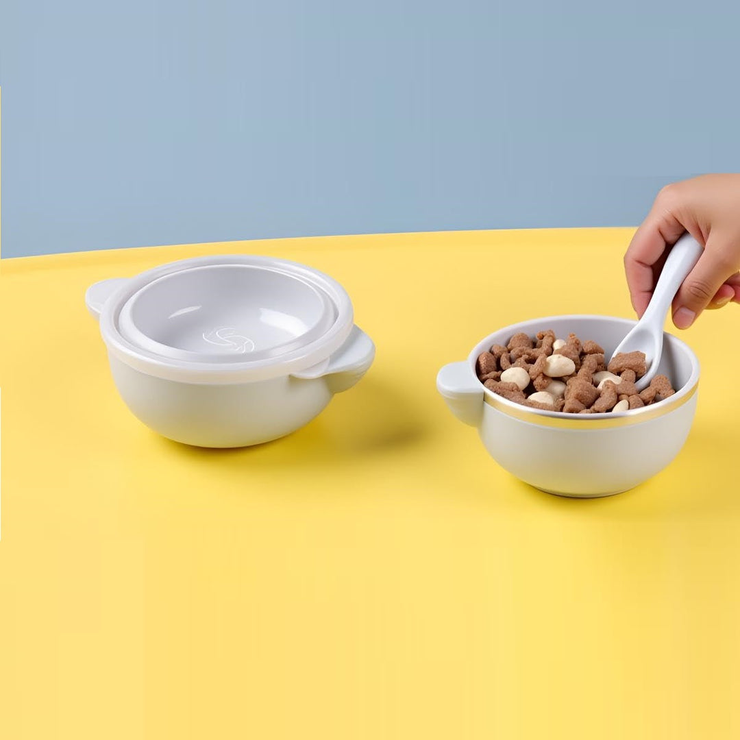 Premium Stainless Steel Bowl with Lid & Spoon