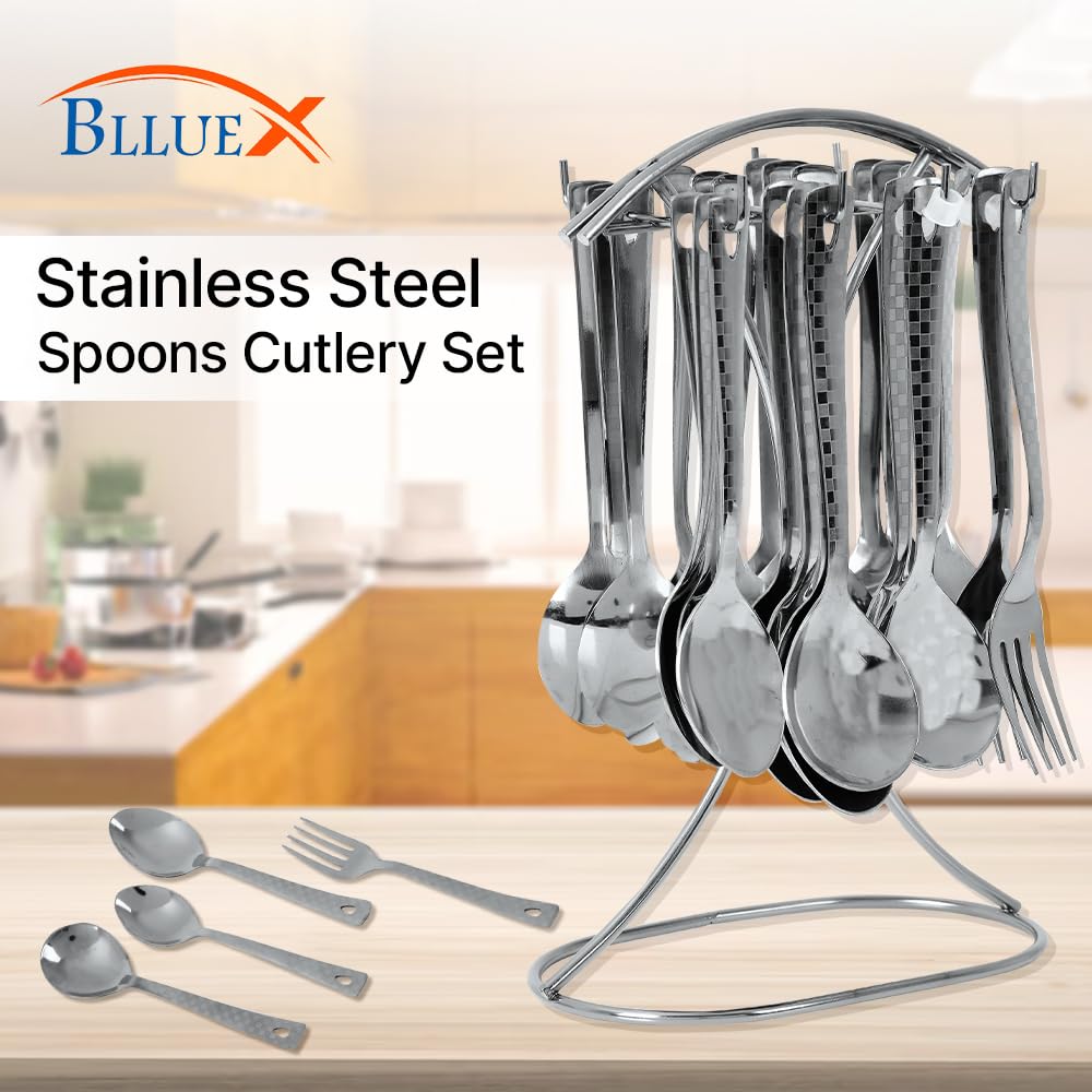 Premium Stainless Steel, 25 Pcs Cutlery Set With Stand