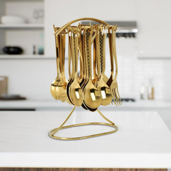 Premium Stainless Steel, 25 Pcs Cutlery Set With Stand