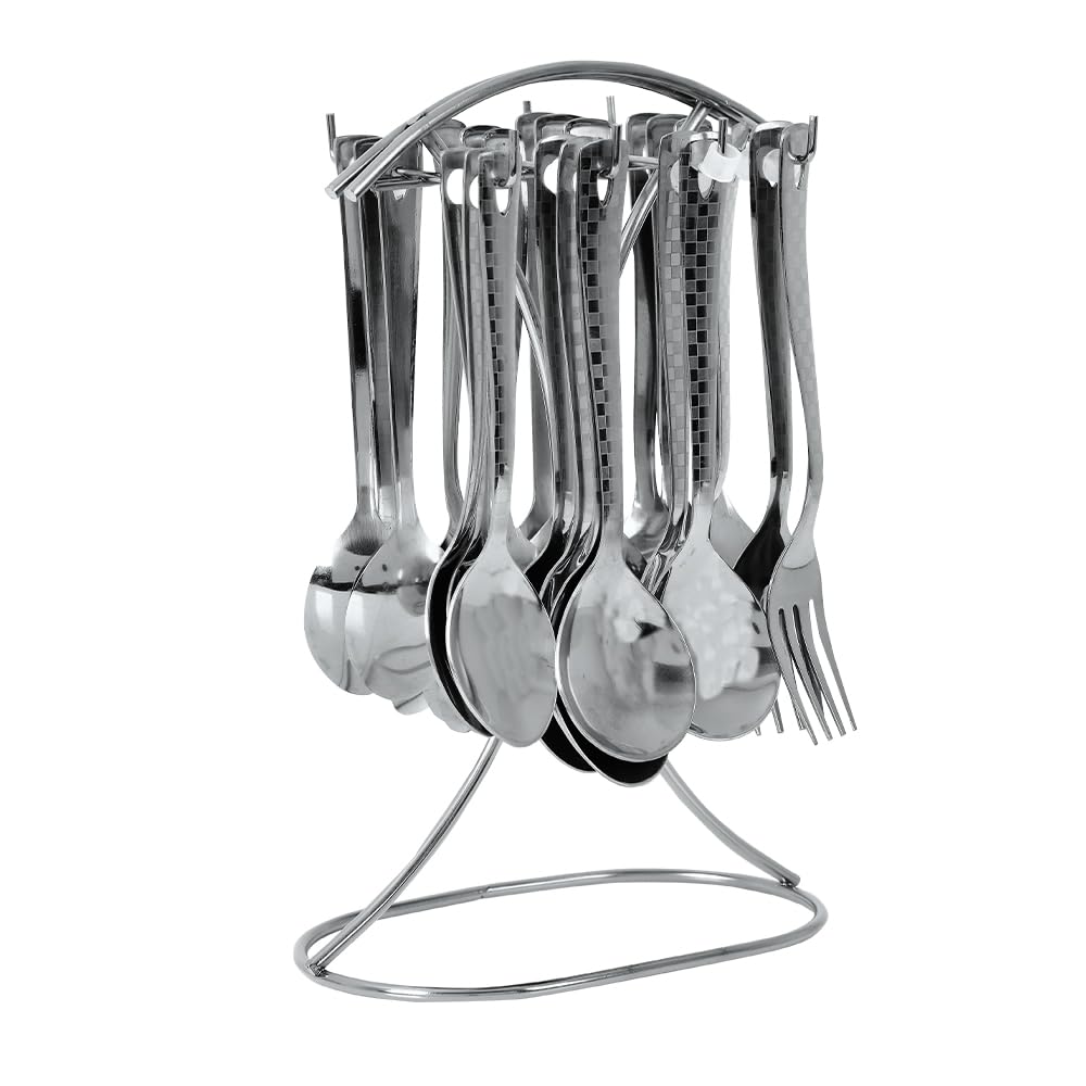 Premium Stainless Steel, 25 Pcs Cutlery Set With Stand
