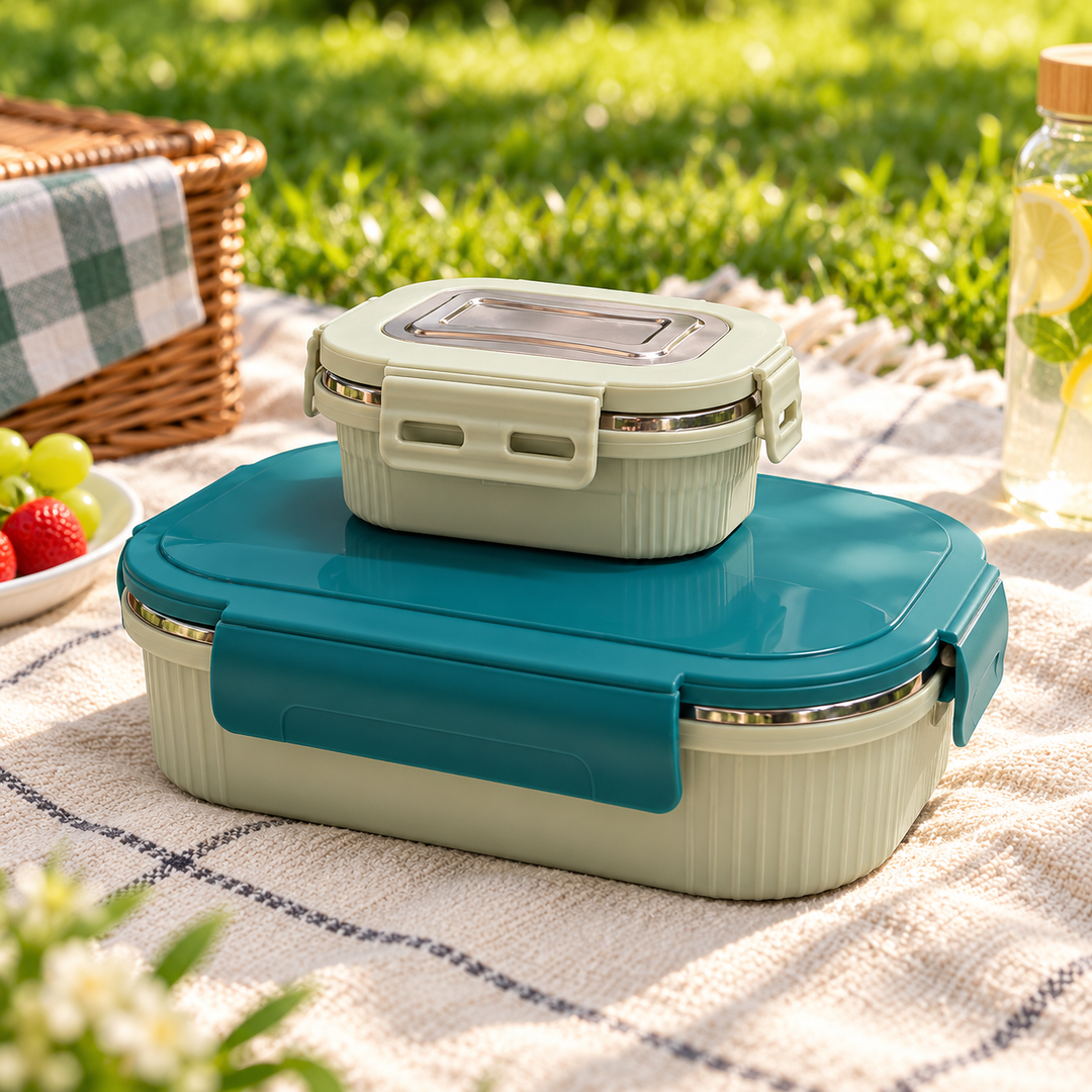 Meal Mate DuoLock Stainless Steel Microwave Lunch Box Set