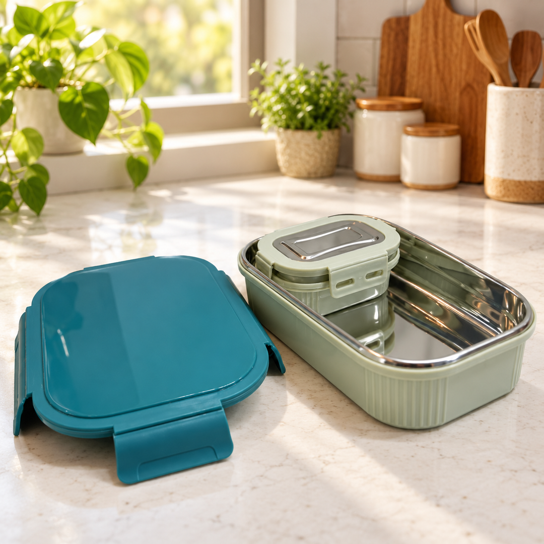 Meal Mate DuoLock Stainless Steel Microwave Lunch Box Set
