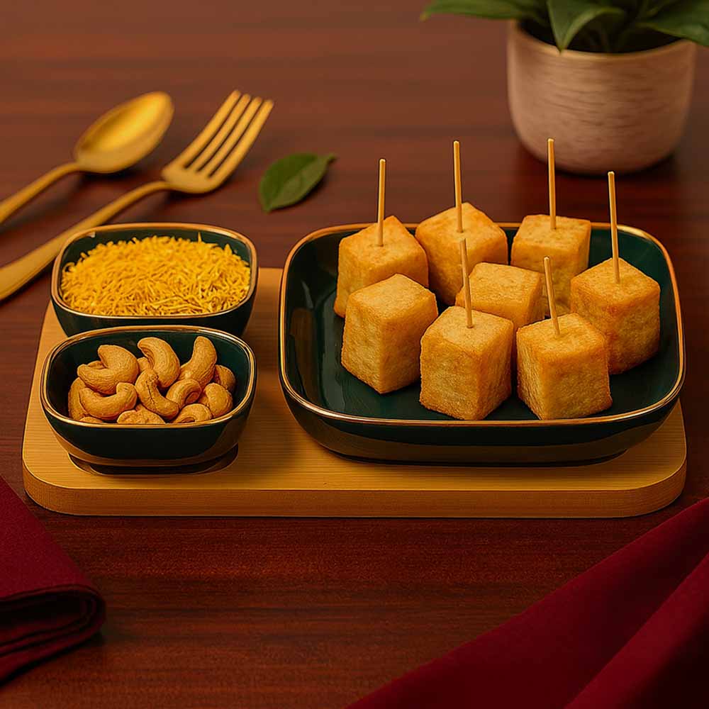 DARK GREEN GOLDEN LINED TRIO BOWL SET (3PCS)