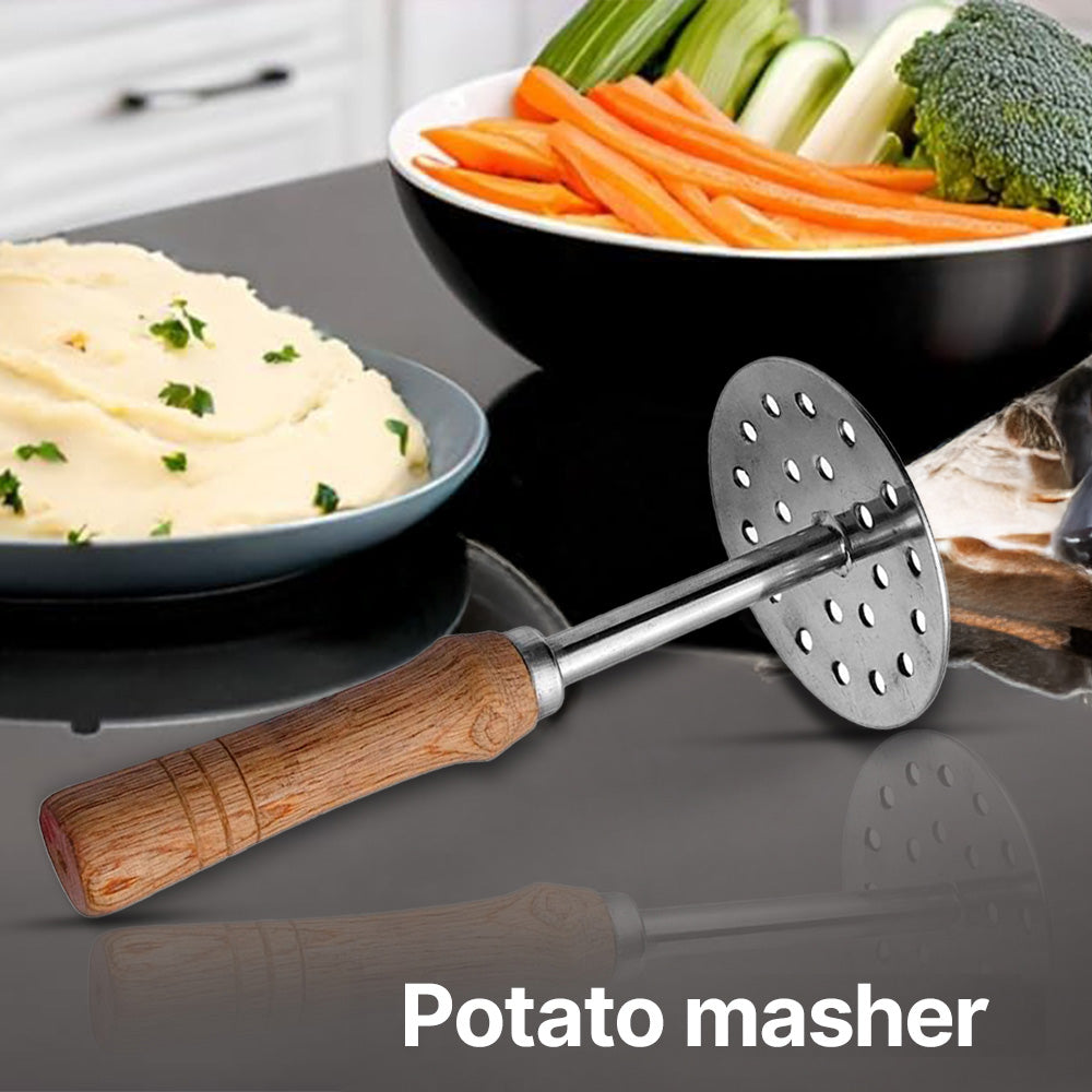 Stainless Steel Smasher Wooden Handle