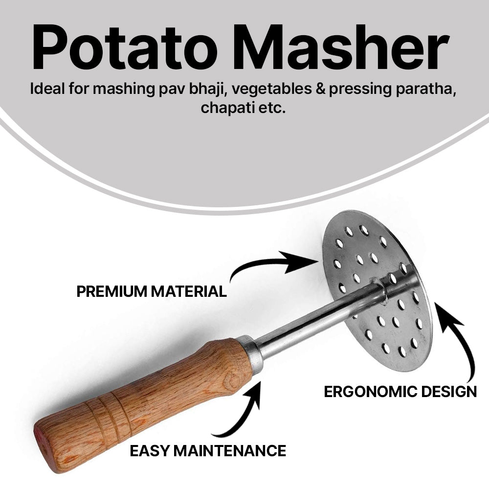Stainless Steel Smasher Wooden Handle