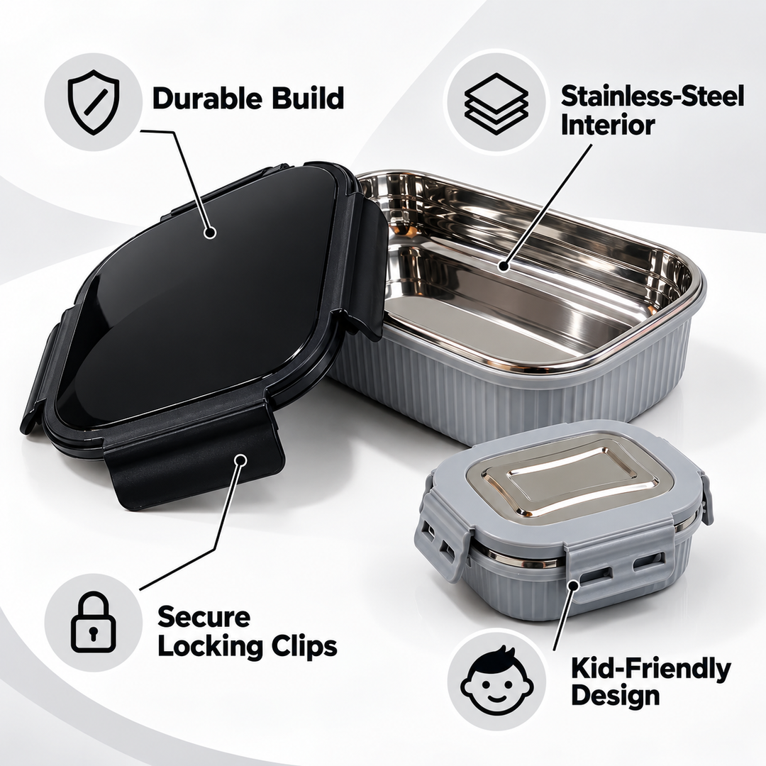 Meal Mate DuoLock Stainless Steel Microwave Lunch Box Set