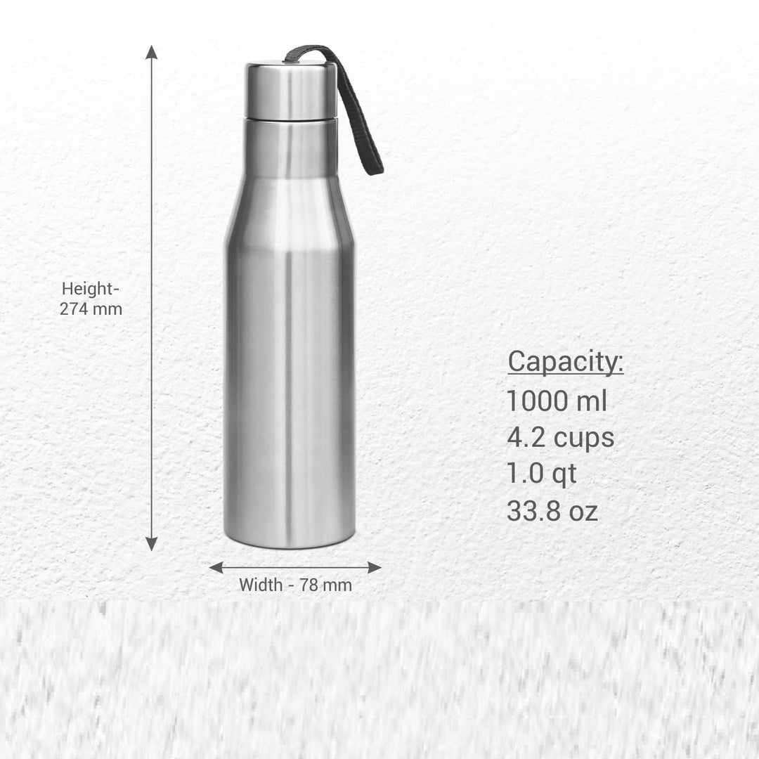Stainless Steel Tapered Water Bottle 1000ml