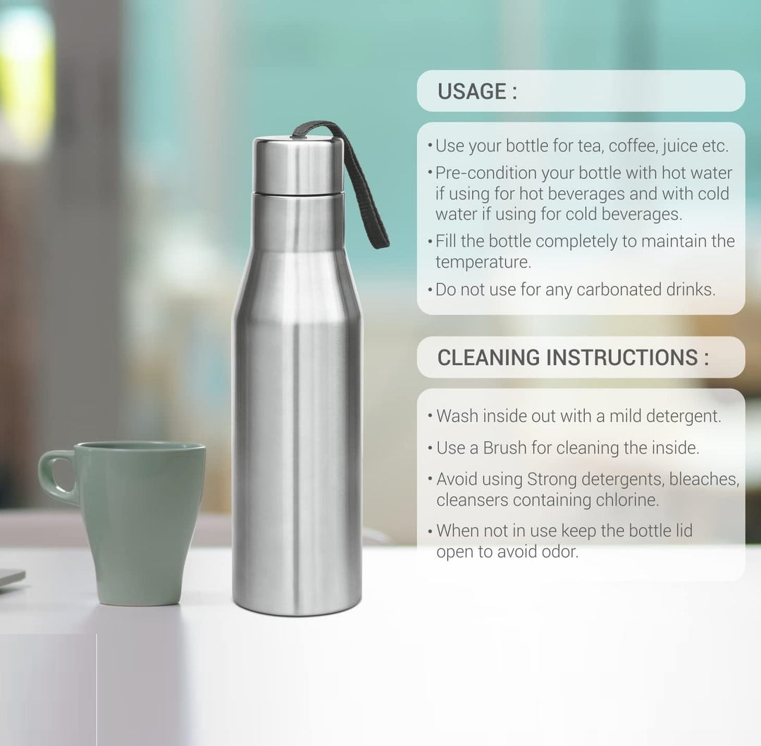 Stainless Steel Tapered Water Bottle 1000ml