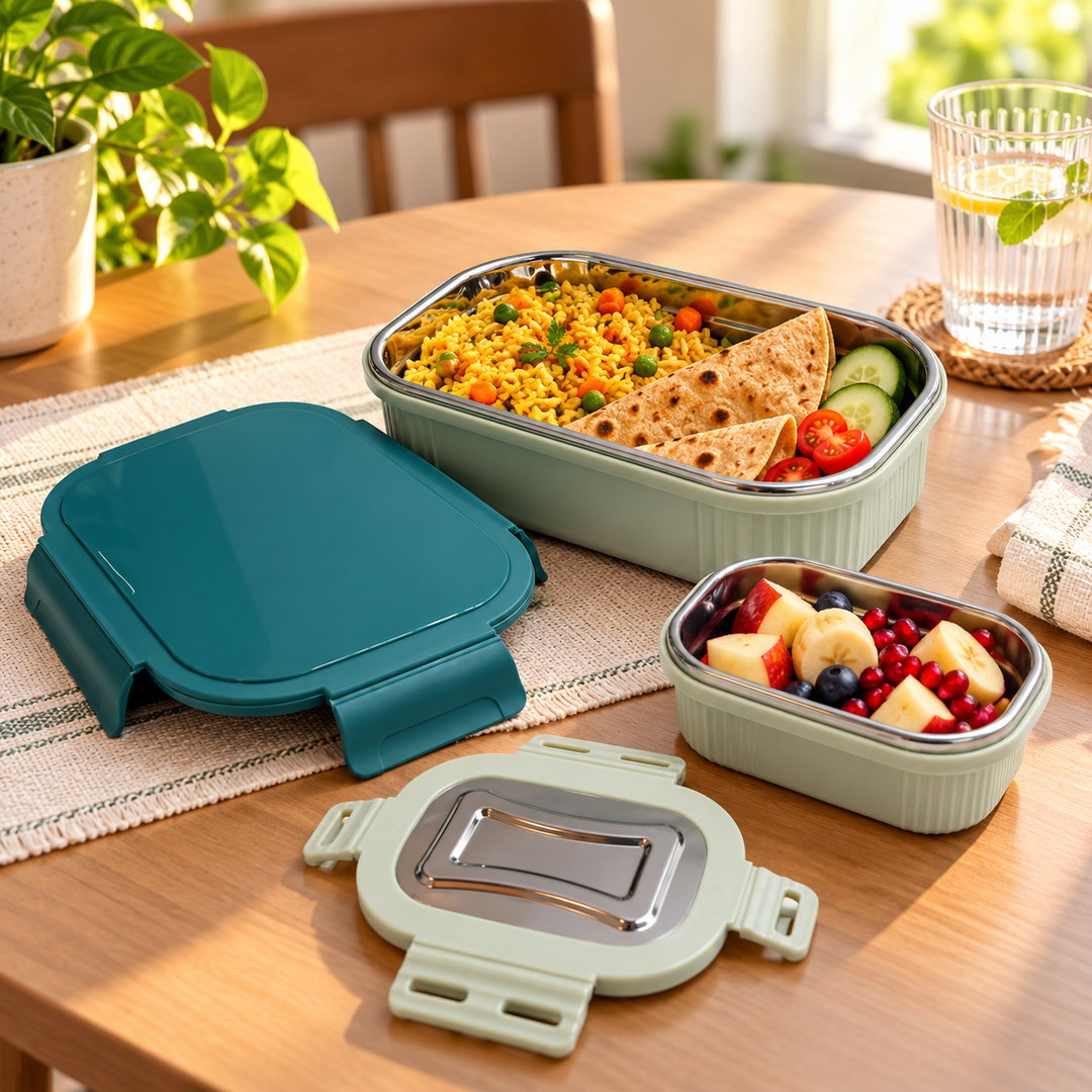 Meal Mate DuoLock Stainless Steel Microwave Lunch Box Set