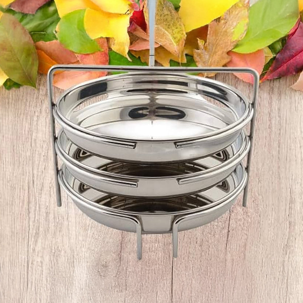Stainless Steel Dhokla Maker 3 Plates With 3 Wires
