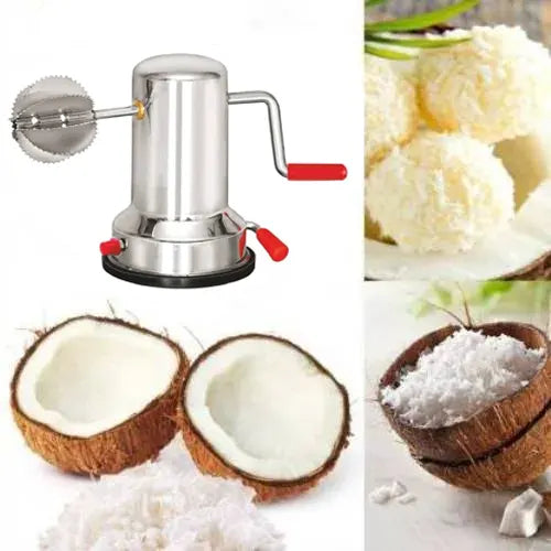 Coconut Scraper with Vacuum Base, Rotatable Handle