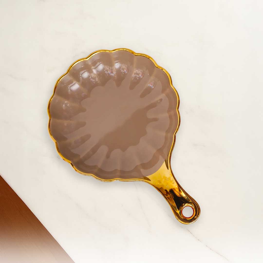 Golden Bloom Brown Glass Dish